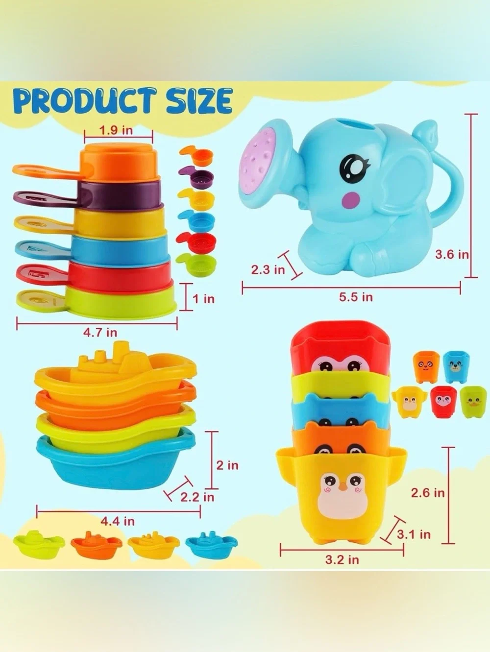 Baby Bath Toys for Kids Ages 1-3, 16 PCS